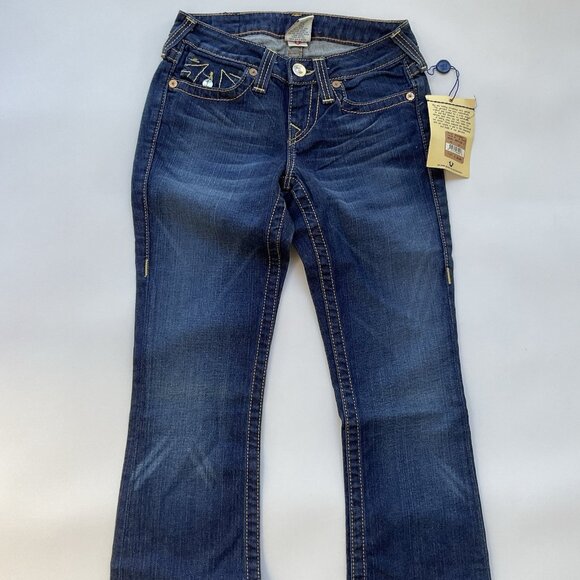 $231 True Religion Women’s Becky Heritage Jeans Slim Bootcut Dark Blue Size 25 - Picture 4 of 13